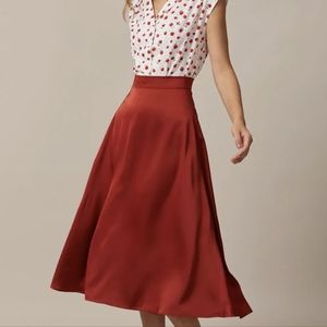 Rihoas brick red satin skirt